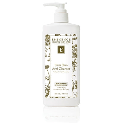 Antioxidant-rich acai berries are perfect for revitalizing mature skin. This cream cleanser also blends hyaluronic acid and seabuckthorn oil to restore the appearance of elasticity to the skin and present a more youthful look. Cruelty-free and formulated without parabens, sodium lauryl sulfates, synthetic dyes, petrochemicals, animal by-products, phthalates, GMOs and triclosan. Retail Size: 8.4 oz / 250 ml