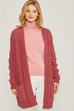 Chenille Cable Knit Oversized Open Front Cardigan