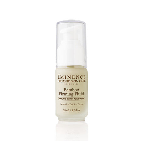 For tighter looking skin, our Bamboo Firming Fluid is the answer. The strengthening agents of bamboo and coconut deeply hydrates, with the help of a Natural Retinol Alternative and Swiss Green Apple Stem Cells.  Retail Size: 1.2 oz / 35 ml